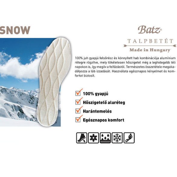 Batz talp betét unisex Talpbetét - 990 Snow